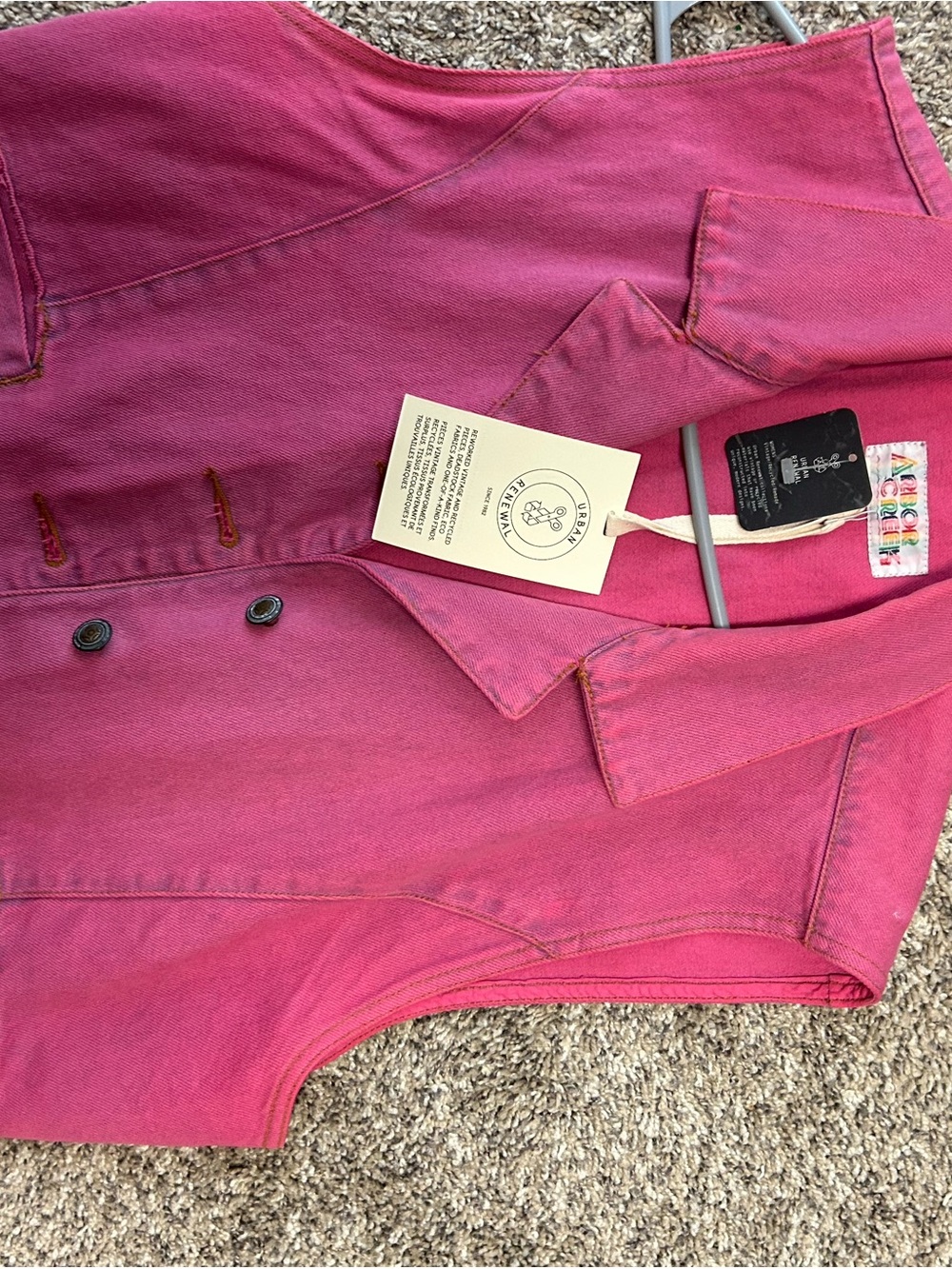 Urban Outfitters Hot Pink Denim Vest